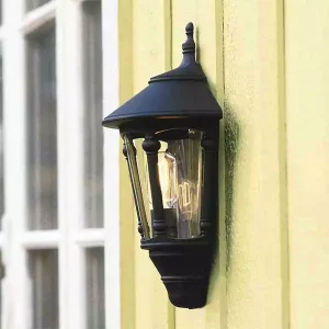 Half Lantern Black Outdoor Wall Light
