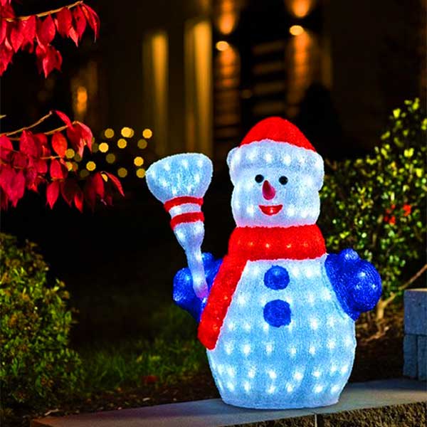 LED Snowman With Broom