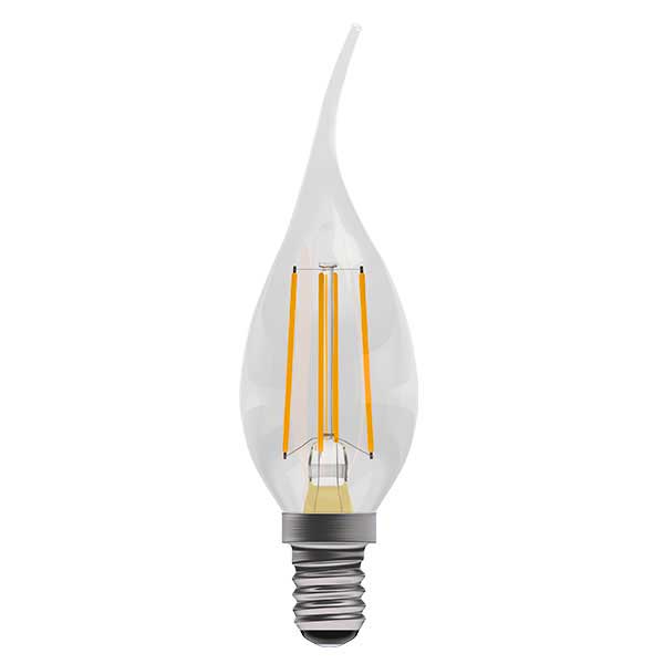 4W LED Filament Bent Tip Candle – SES/E14, Clear, 2700K Dimmable