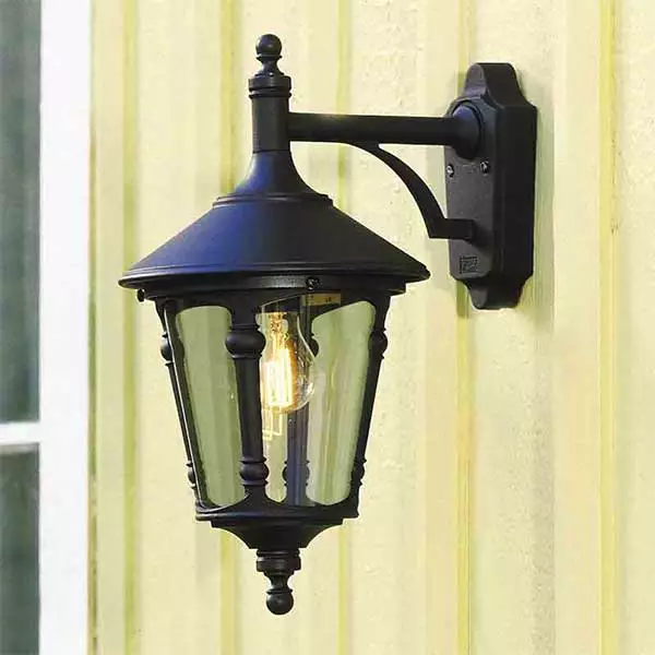 Black Round Lid Downlight Outdoor Lantern