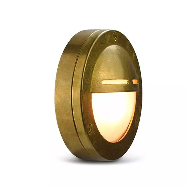 Brass Round Outdoor Wall Light