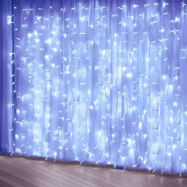 6Mtr LED Curtain Lights PVC Cable Ice White