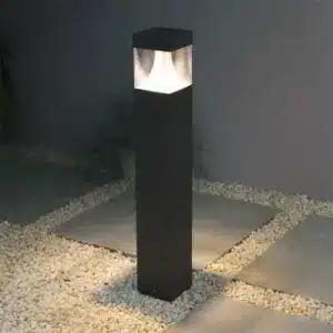Cube shape bollard light in graphite colour