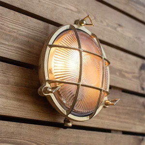 Round Bulkhead Solid Brass Coastal Wall Light