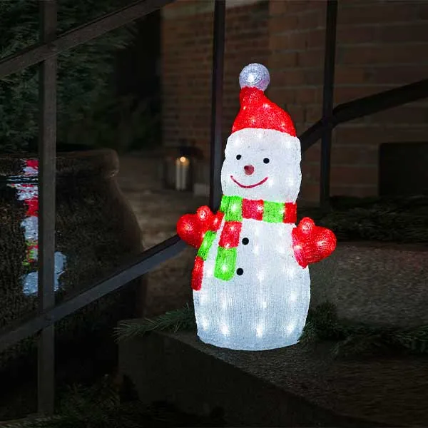 LED acrylic snowman 50cm high for outdoor Christmas decoration
