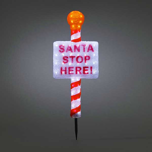 LED Santa Stop Here Sign