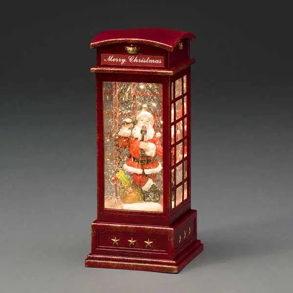 Santa lantern phone box for indoor Christmas decorations