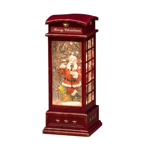 Santa lantern phone box for indoor Christmas decorations