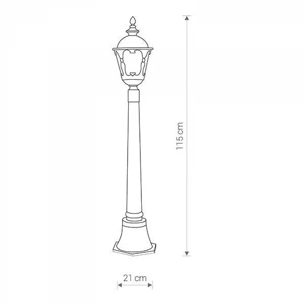 Garden lamp post light in antique brass finish