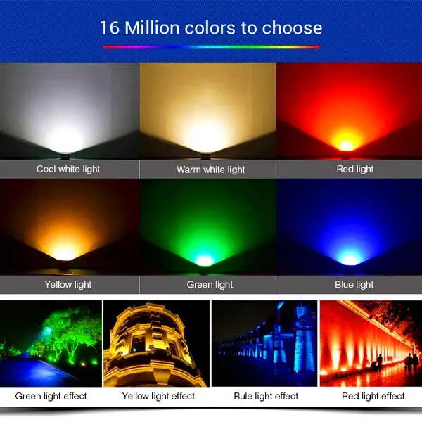 Smart garden floodlight with 16 million colours to choose