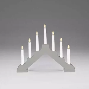 7 Lights Battery Operated Candlestick Grey