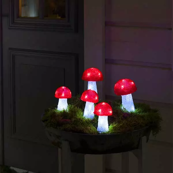 LED Acrylic Mushrooms Outdoor Decor