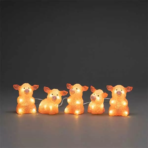 LED Acrylic Pigs Set Outdoor Decor
