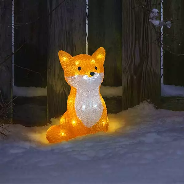 LED Acrylic Sitting Fox Outdoor Decoration