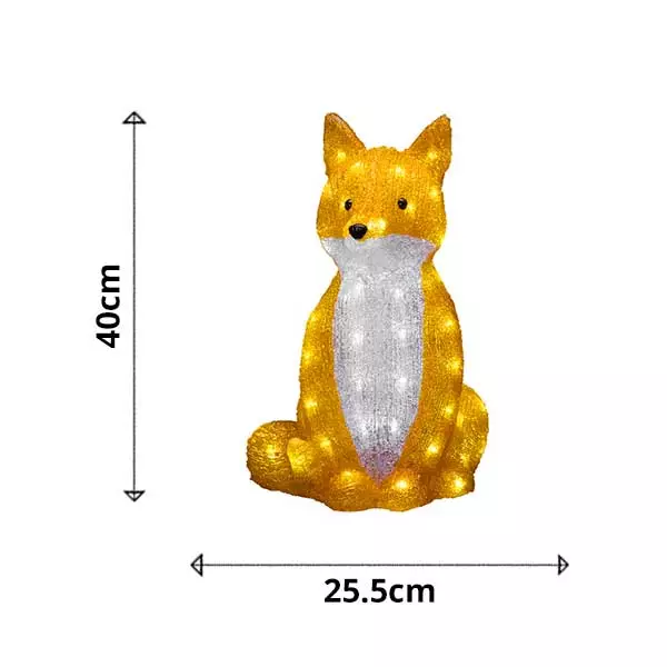 LED Acrylic Sitting Fox Dimensions