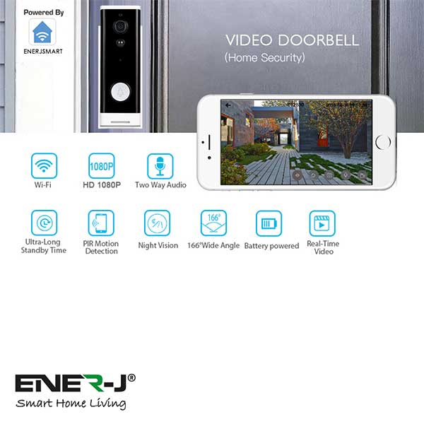 Slim Wireless Video Door Bell 5200mah battery, including UK Chime