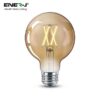 Combine modern day technology with classic looks using this round golden LED E27 bulb. Set this dimmable filament bulb to warm white light colour for comfortable and cosy relaxing atmosphere. Mix technology with classic style using the dimmable filament LED light bulb. Create your own cosy home like atmosphere warm light setting of the E27 Edison screw bulb. These golden E27 Edison screw bulb with 125 mm in diameter look stylish hanging above your kitchen island or coffee table in the living room. EASY TO CONTROL: Change the brightness the dimmable filament LED bulb remotely – via your smartphone or tablet, using free ENERJSMART App for Android or iOS without subscription. The E27 LED bulb supports voice control – via Amazon Alexa or Google Home. You don't need a separate hub, since the smart LED light bulb connects directly to your Wi-Fi router. You don't need to stand up from your comfortable sofa to turn the light off, just relax! PROGRAM AND COMBINE: Even if you forget to turn off the light, don't come back! Schedule your E27 Edison screw bulb to go off at 9 am or to switch on at 7 pm or as the TV goes off. BRIGHT AND LONG LASTING: The E27 Edison screw bulb made for general lighting. 806 lm of the dimmable LED bulb provide as much light as traditional 60W bulb, and last for 2 years if the light is on all the time. The dimmable filament bulb consumes only 8.5W, when lights are on. Save hundreds of Euro per year with the eco-friendly and energy saving E27 LED bulb.