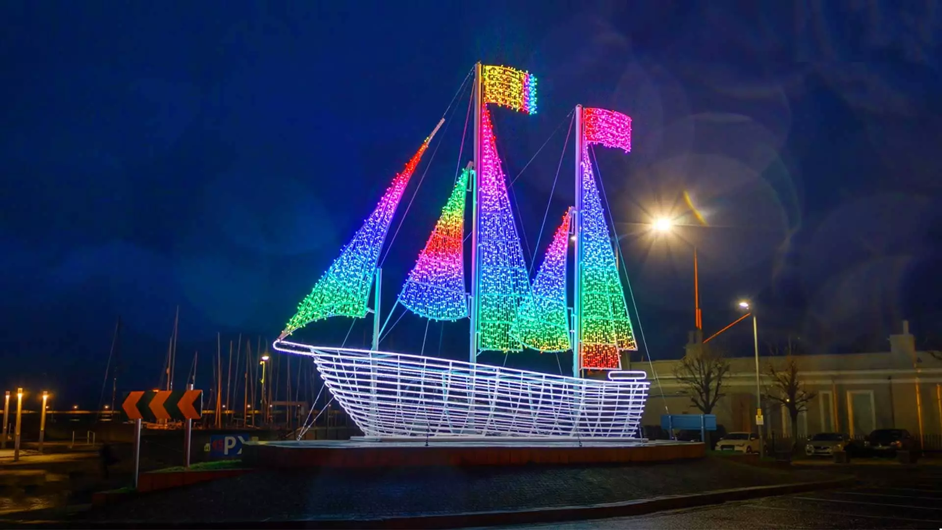 Twinkly Pro Dun Laoghaire Ship Harbour Commercial Christmas Lighting
