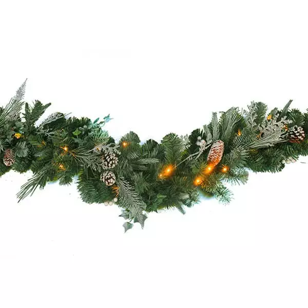 6ft LED Pre-Lit Frosted Garland