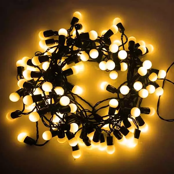 LED cherry bulb battery lights 10 metre long with warm white LEDs