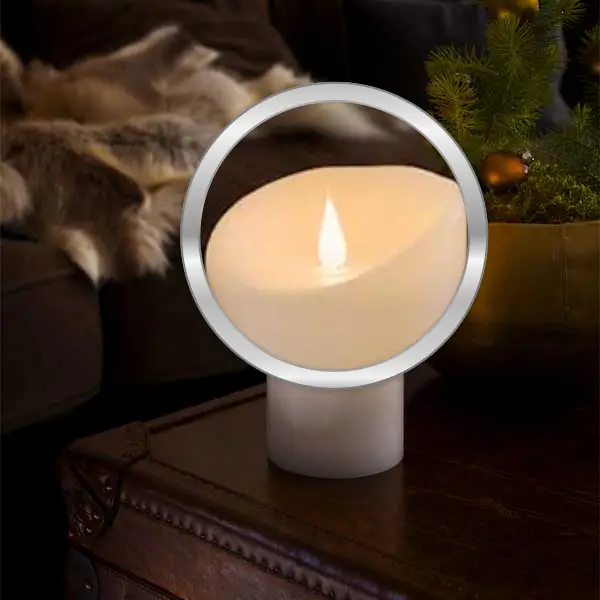 LED Wax Candle White 18cm Magnified