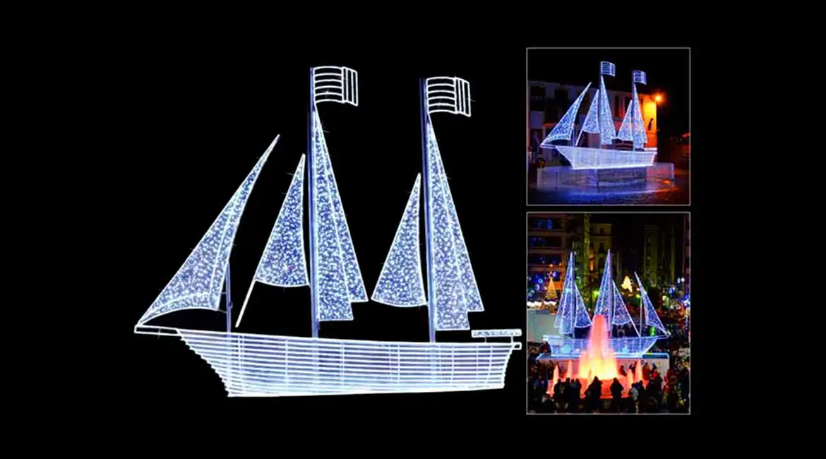 3D Large Ship Commercial Christmas Decoration