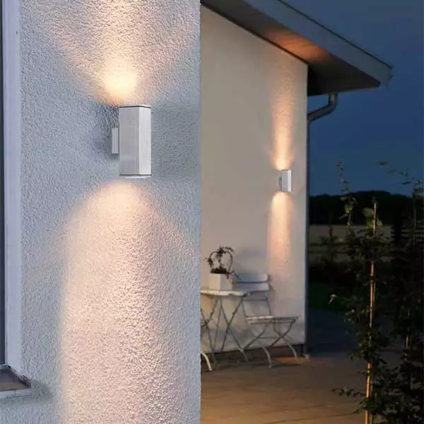 Anodised Double Square Outdoor Wall Light