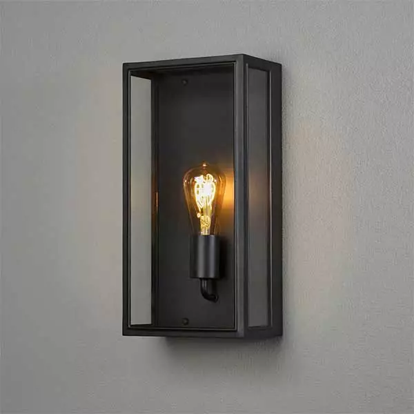 Black Clear Glass Outdoor Wall Light