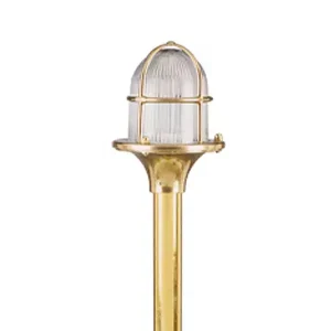 Brass bollard light with transparent glass