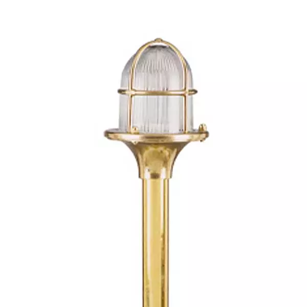 Brass bollard light with transparent glass