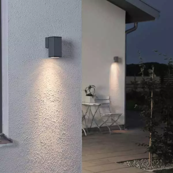 Grey Single Square Outdoor Wall Light