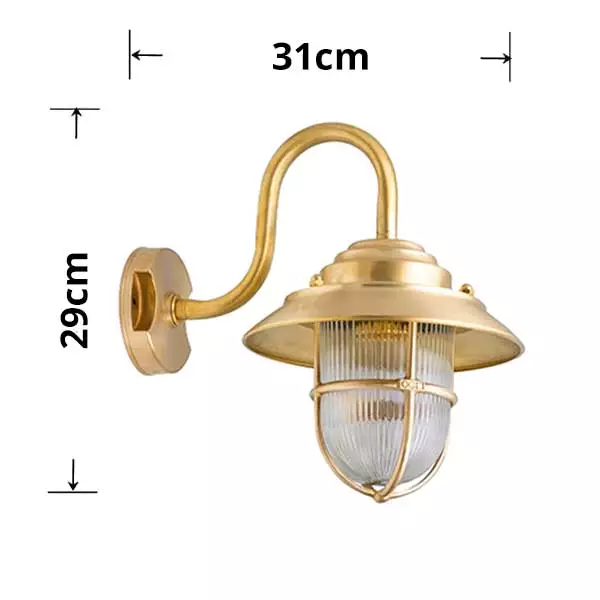 Outdoor Wall Lantern in Solid Polished Brass