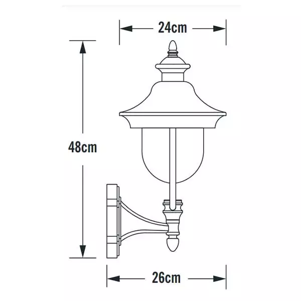 Upwards Style Outdoor Wall Lantern Measurements