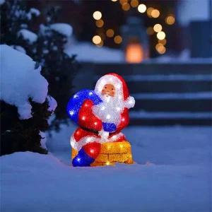 LED acrylic Santa on chimney for outdoor Christmas decorations