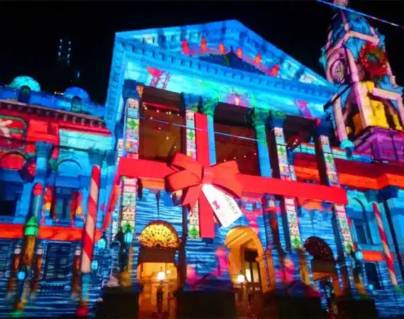 Carlow town hall architectural LED mapping