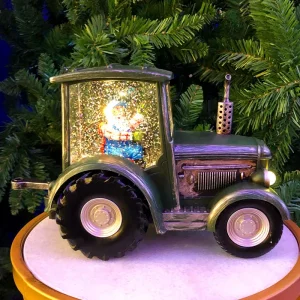 Water Lantern Green Tractor Christmas Table Top Decoration