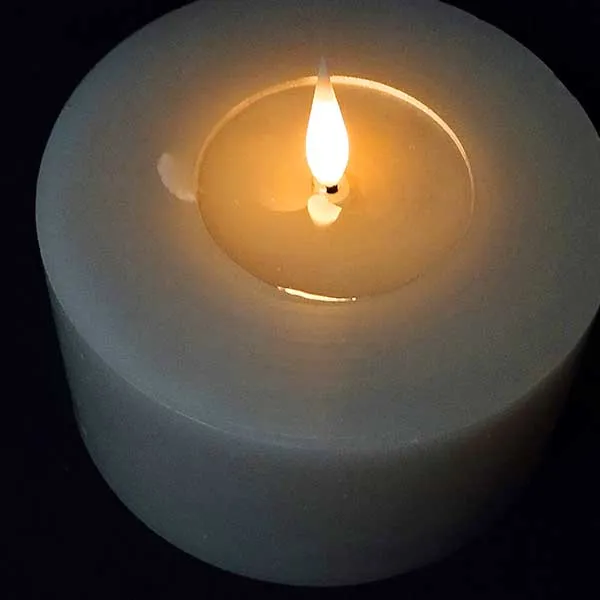 Battery Operated Grey Deluxe LED Pillar Candle