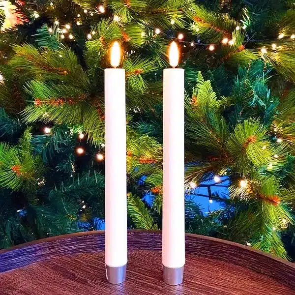 Battery operated white dinner LED candles with remote control