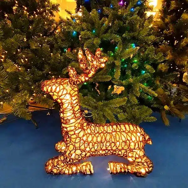 Acrylic sitting reindeer in medium size with 160 LED lights for outdoor Christmas decorations
