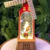 Santa Windmill Lantern Christmas Table Top Decoration