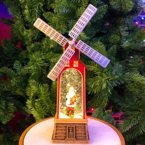 Santa Windmill Lantern Christmas Table Top Decoration