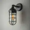 Cage design clear glass black outdoor wall light for garden, patio and entryway
