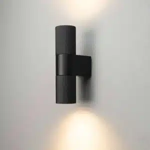 Up & down black outdoor wall light for garden, porch and entryway
