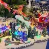 Animated Christmas Village Scene With Reindeer & Sleigh