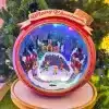 Animated musical Christmas village scene in ball design for table top decoration