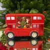 Battery Operated Santa Red Bus Water Lantern Christmas Table Top Decoration