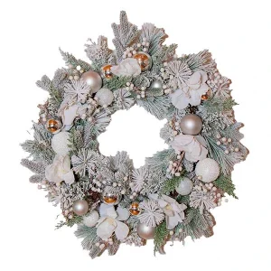 Mixed White Frosted Christmas Wreath 75CM