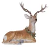 Woodland Resting Deer With Wreath Christmas Decoration