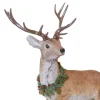 Woodland Standing Deer With Wreath Christmas Decoration