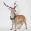 Woodland Standing Deer With Wreath Christmas Decoration